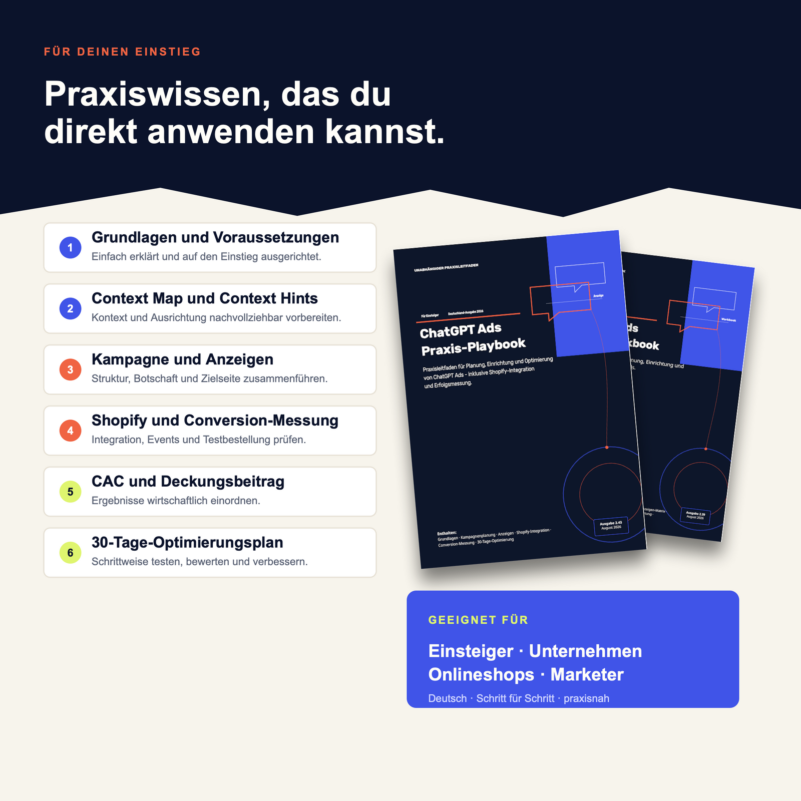 ChatGPT Ads – Deine erste Werbekampagne | Playbook & Workbook